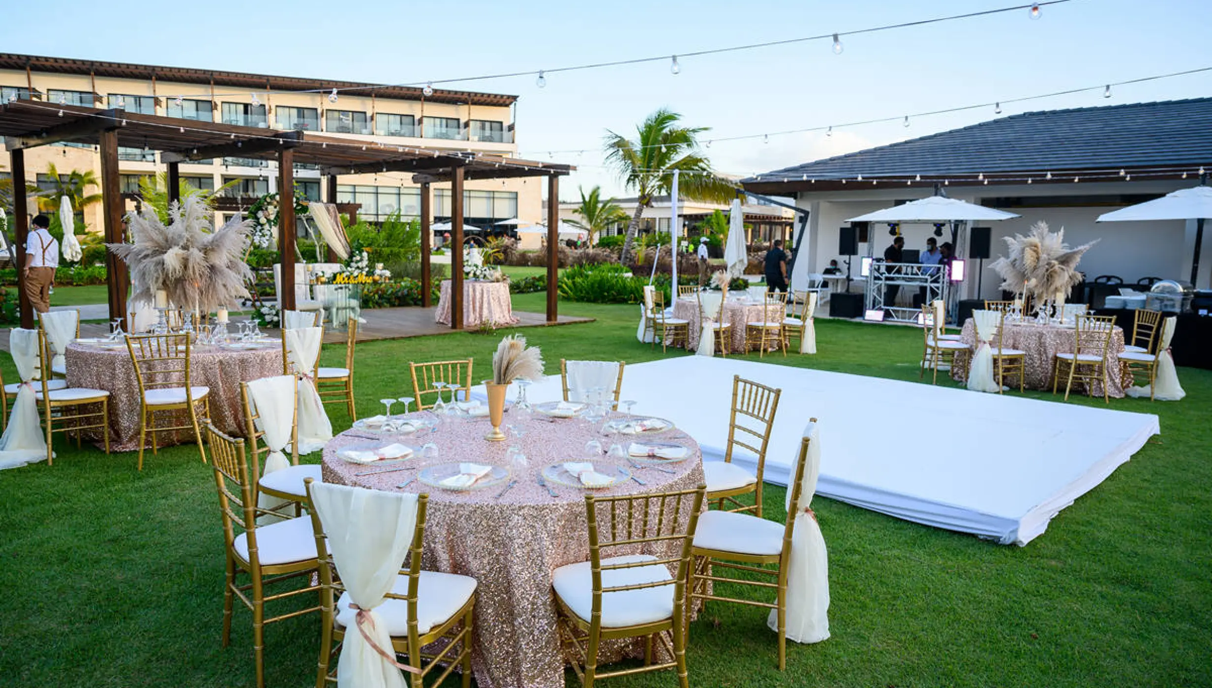 Dinner reception on the himitsu garden terrace at Dreams Macao Punta Cana Resort and Spa