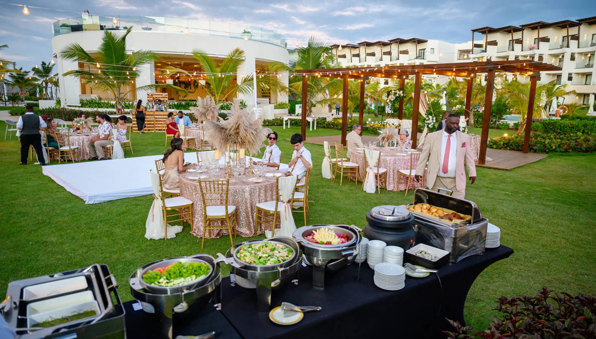 Dinner reception on the himitsu garden terrace at Dreams Macao Punta Cana Resort and Spa