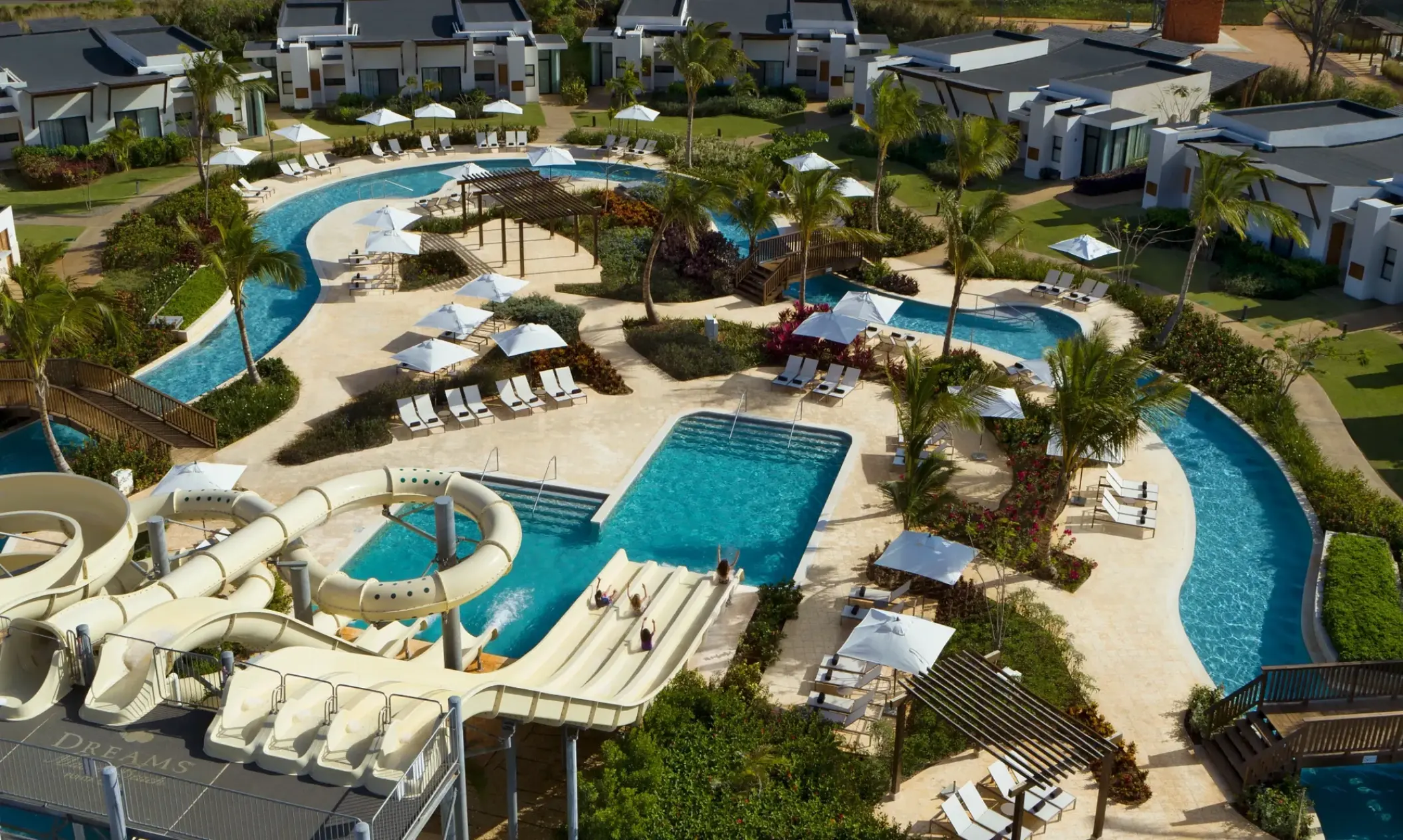 Waterpark with slides and lazy river at Dreams Macao Beach, Punta Cana
