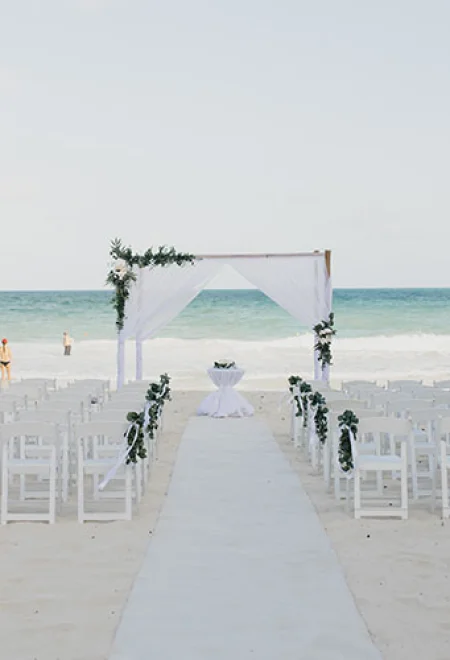 Beach wedding ceremony setup