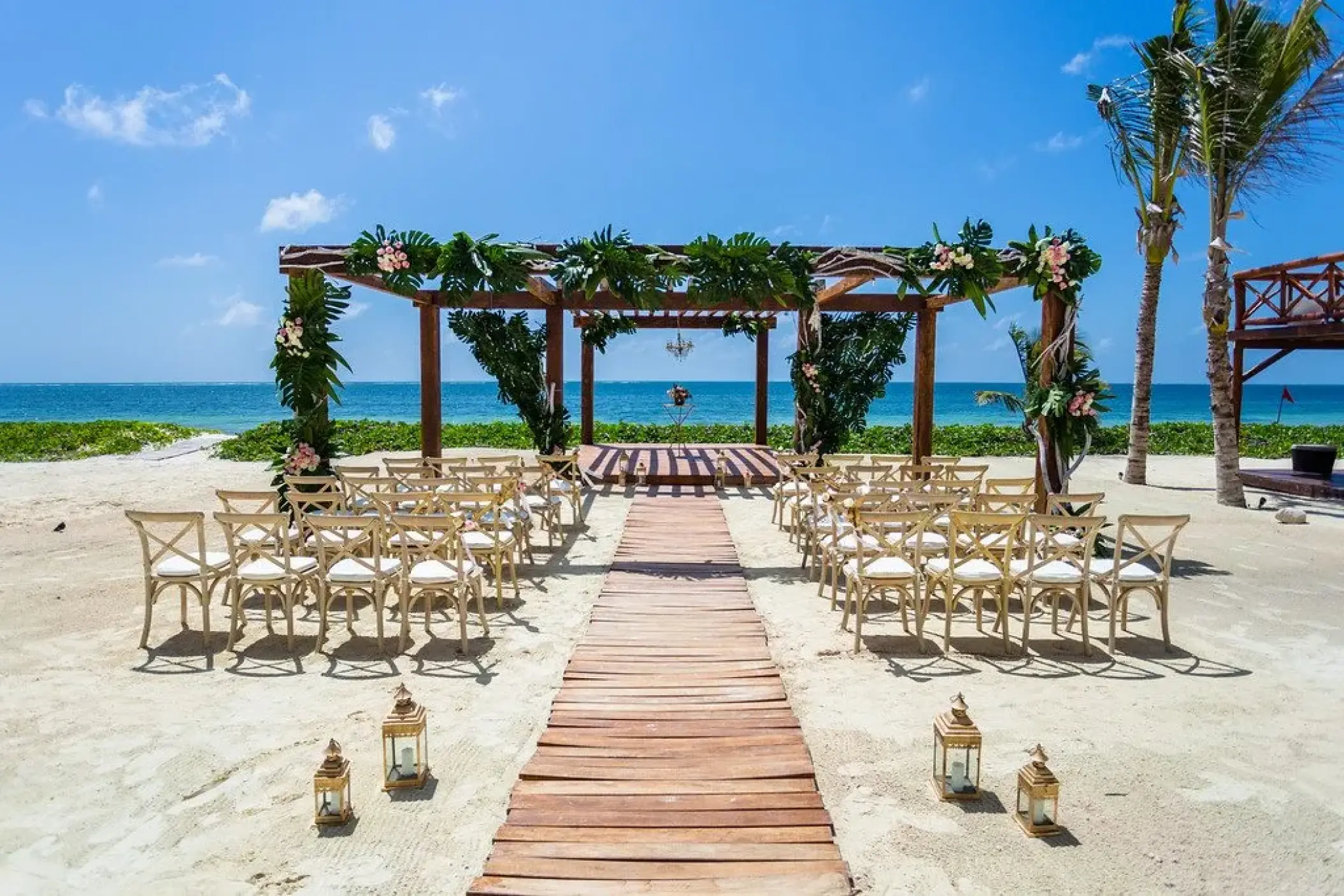 Beachfront wedding ceremony setup at Breathless Riviera Cancun, Riviera Maya