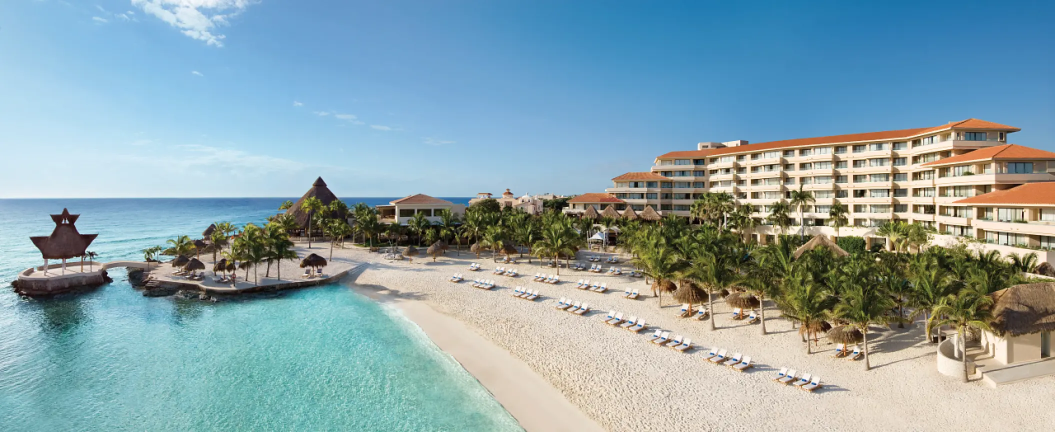 Dreams Aventuras beachfront and white sand cove overlooking the Caribbean, Riviera Maya