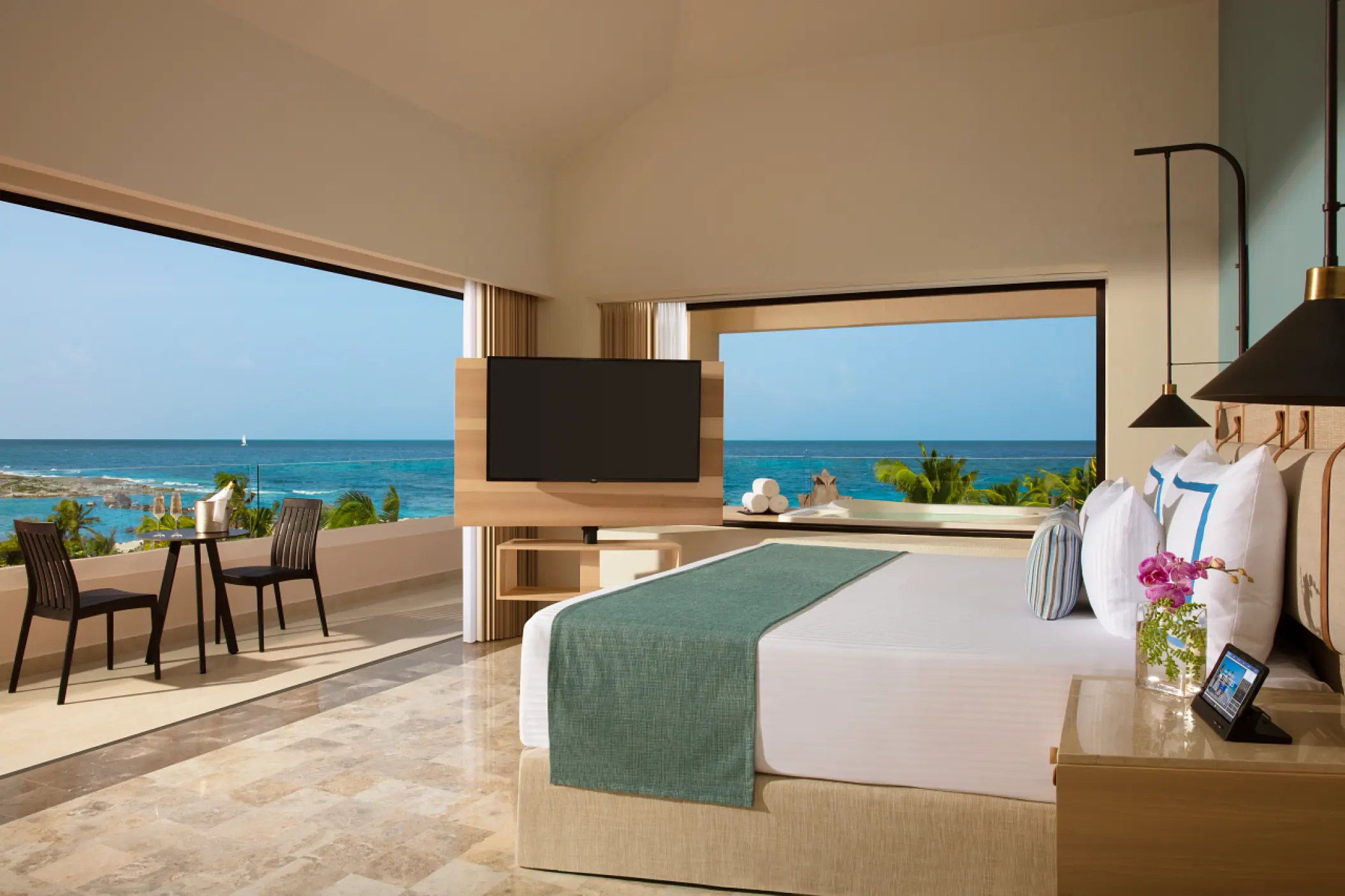 Ocean view suite with a private balcony at Dreams Aventuras, Riviera Maya