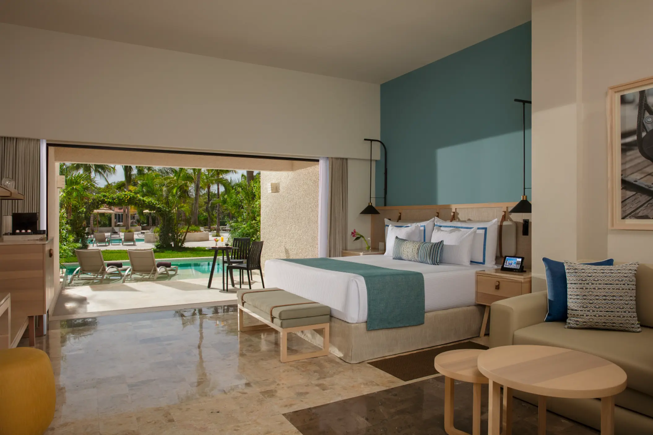 Swim-up suite with patio and pool access at Dreams Aventuras, Riviera Maya
