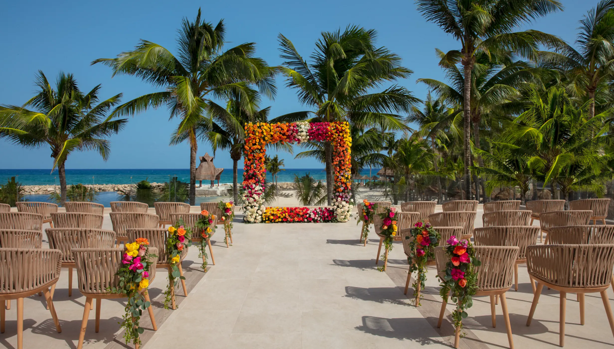 Symbolic ceremony in Rooftop terrace venue at Dreams aventures riviera maya