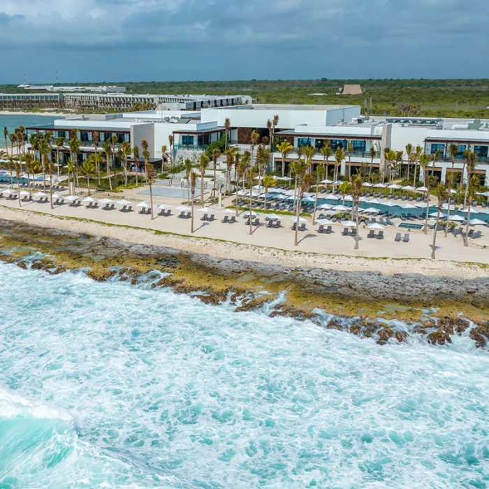 Hilton Tulum aerial overview.