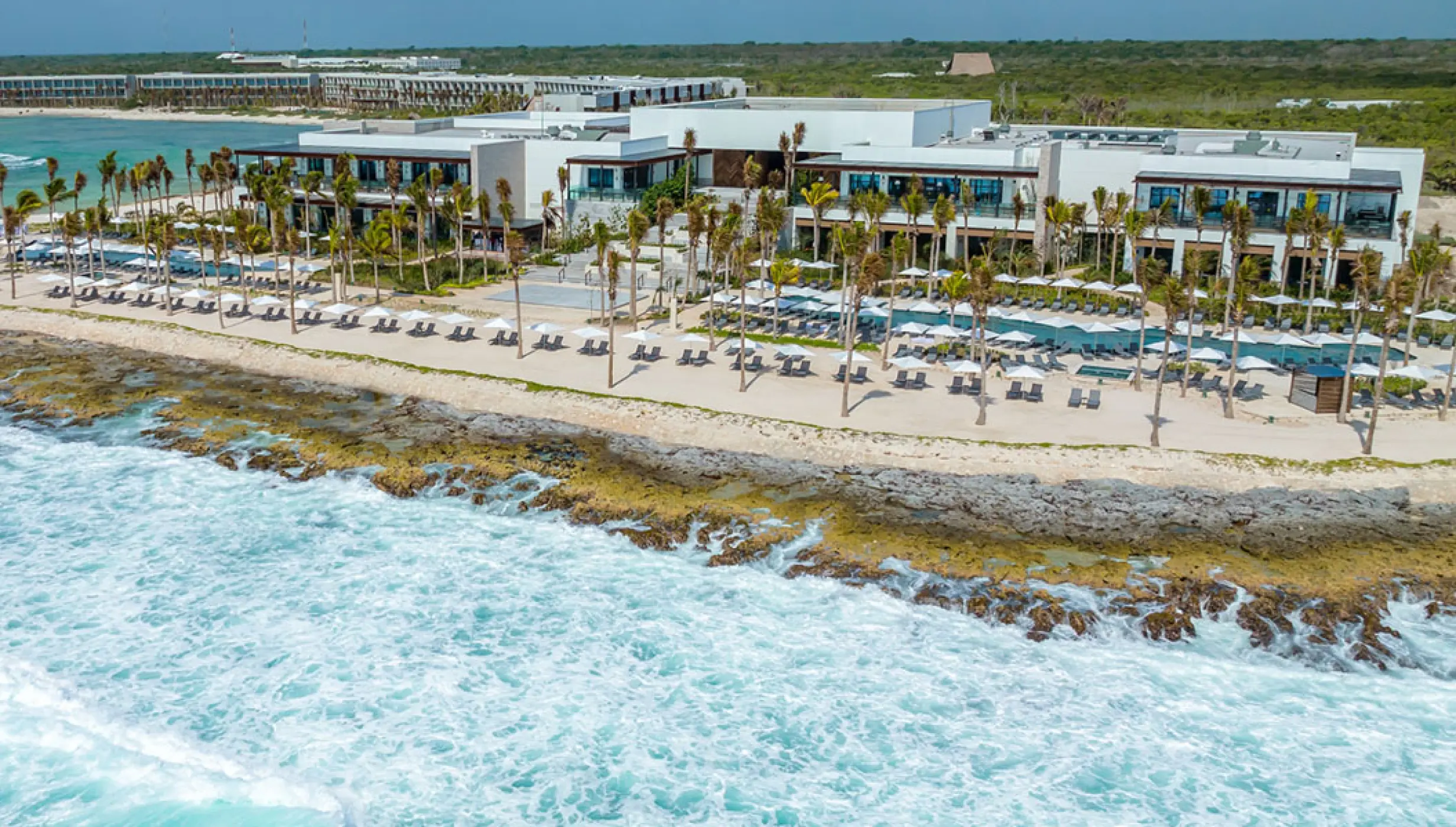 Hilton Tulum beaches aerial overview.