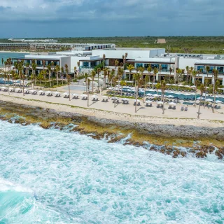 Hilton Tulum aerial overview.