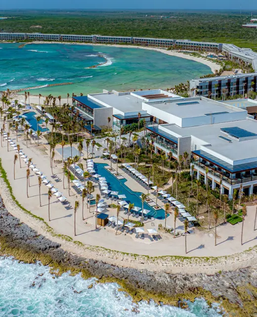 Hilton Tulum aerial overview.