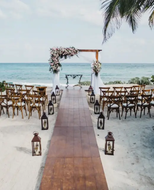 Labna Beach wedding ceremony at Akumal bay beach and wellness resort