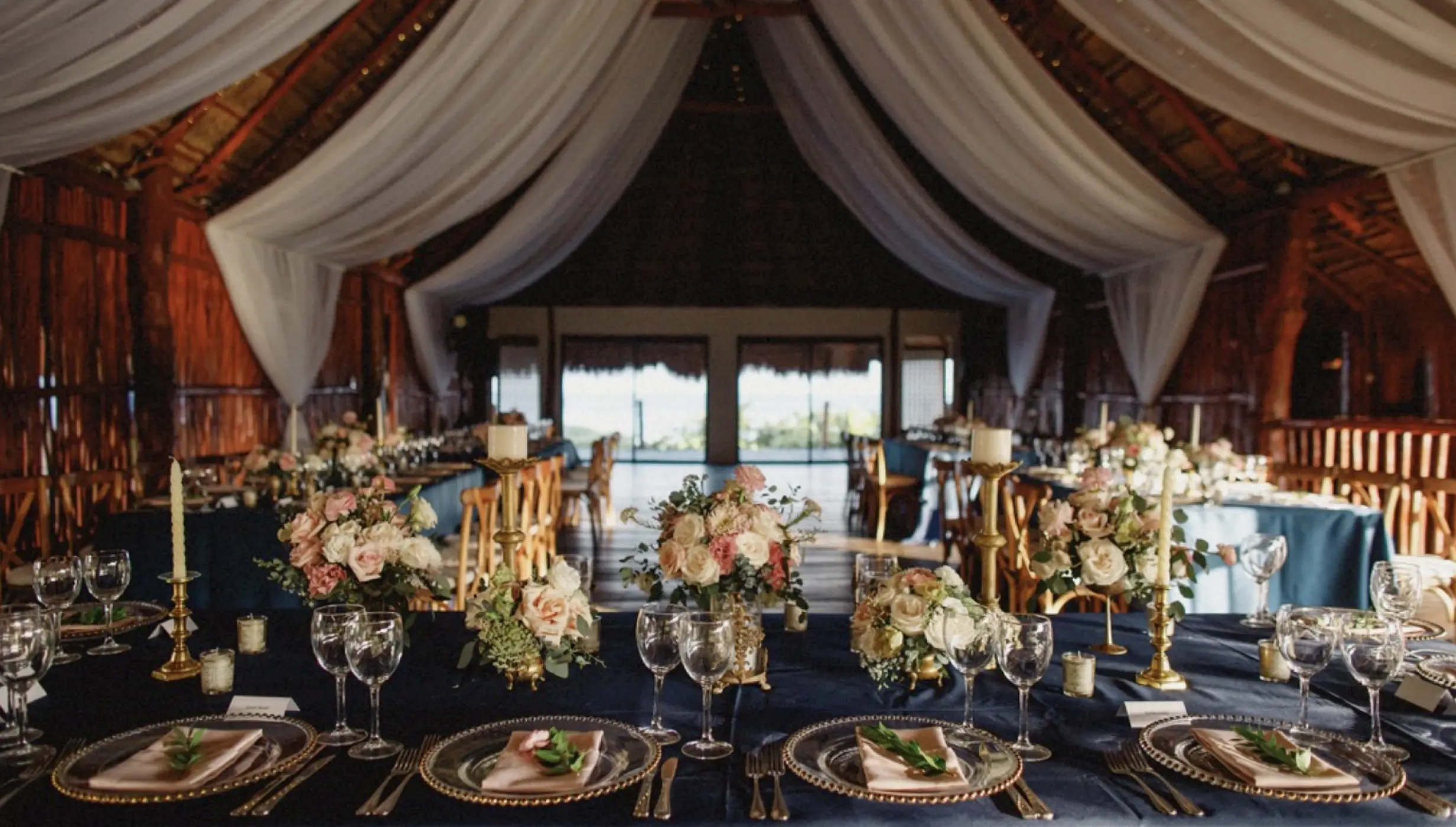 Dinner reception in Labna Palapa upgrade venue at Akumal bay beach and wellness resort
