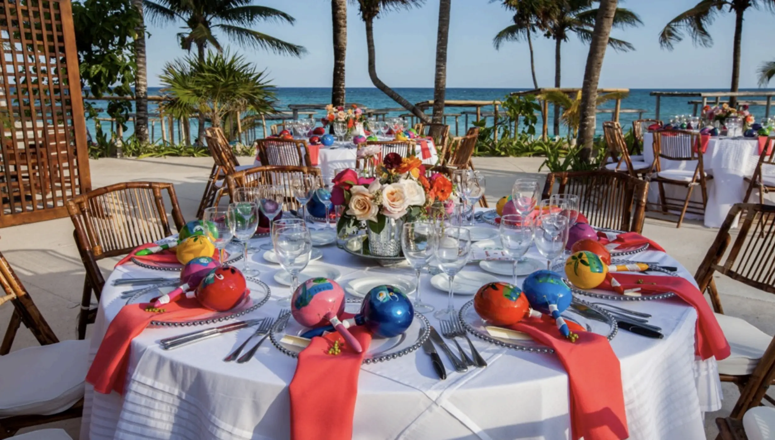 Mexican style wedding decor in pool are at akumal bay beach and wellness resort