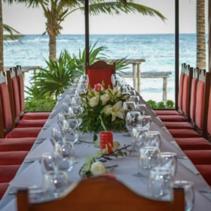Rodrizio restaurant wedding decor at akumal bay beach and wellness resort