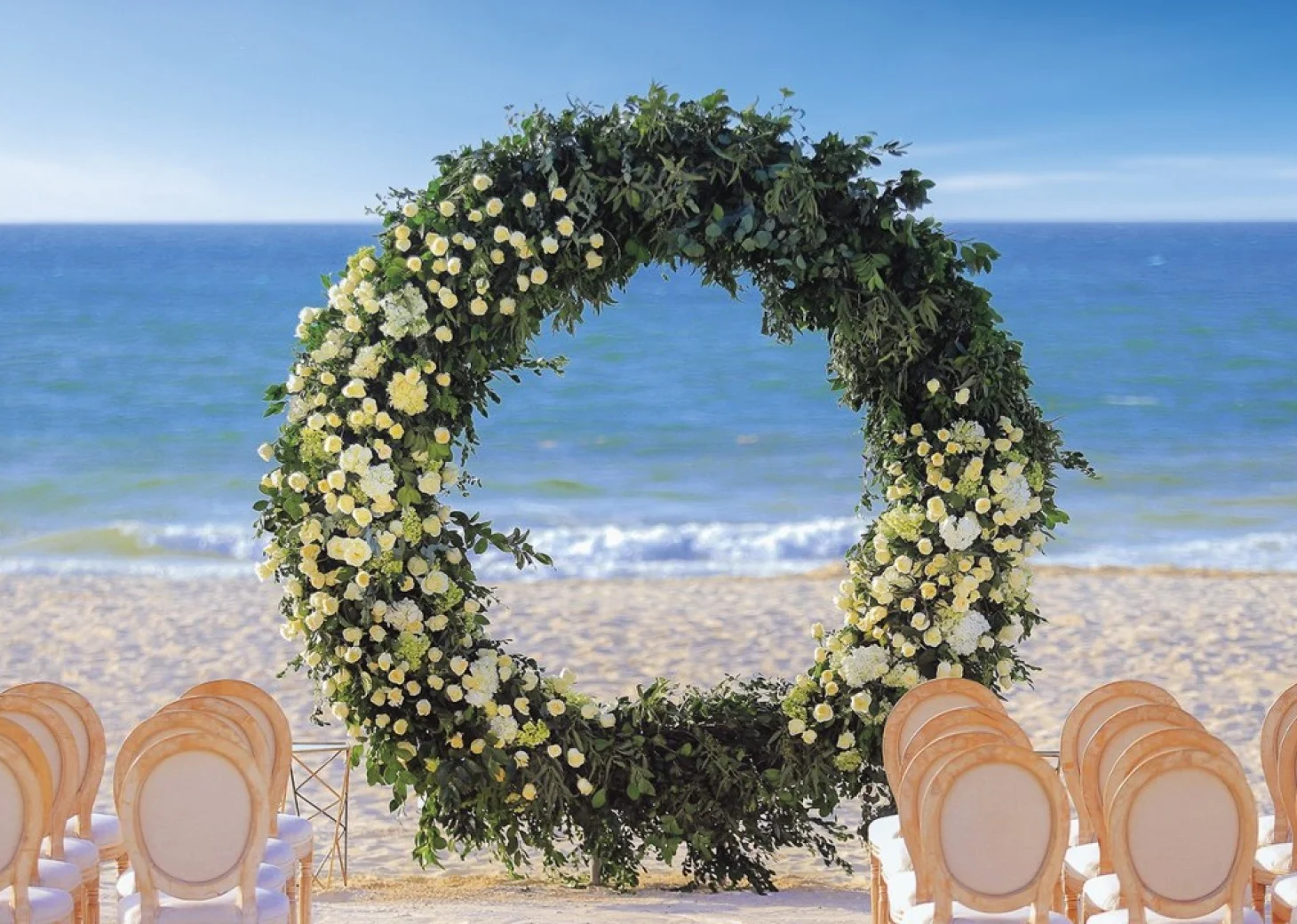 Wedding decor in beach venue at allegro playacar resort
