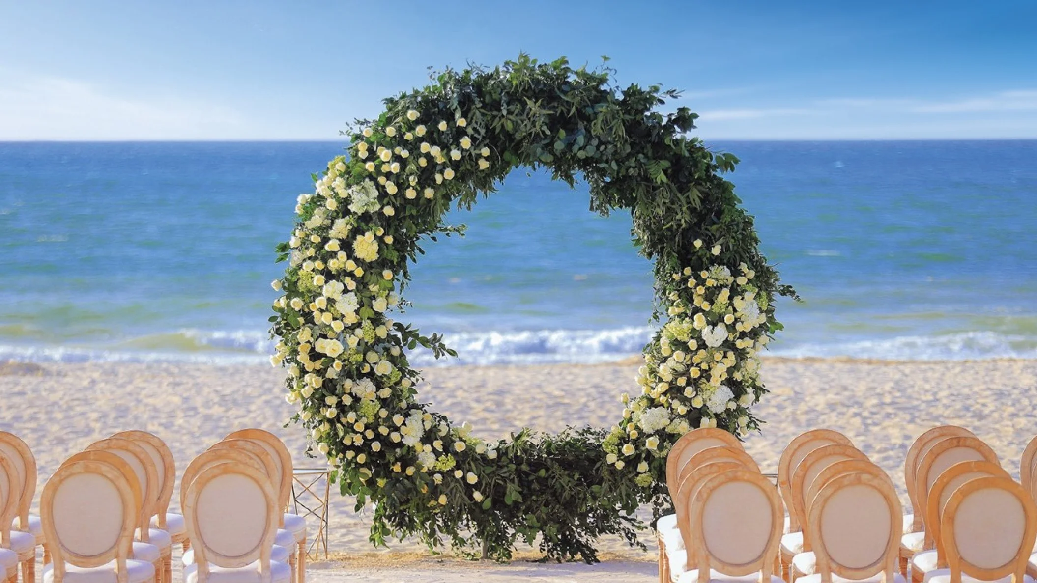 Wedding decor in beach venue at allegro playacar resort