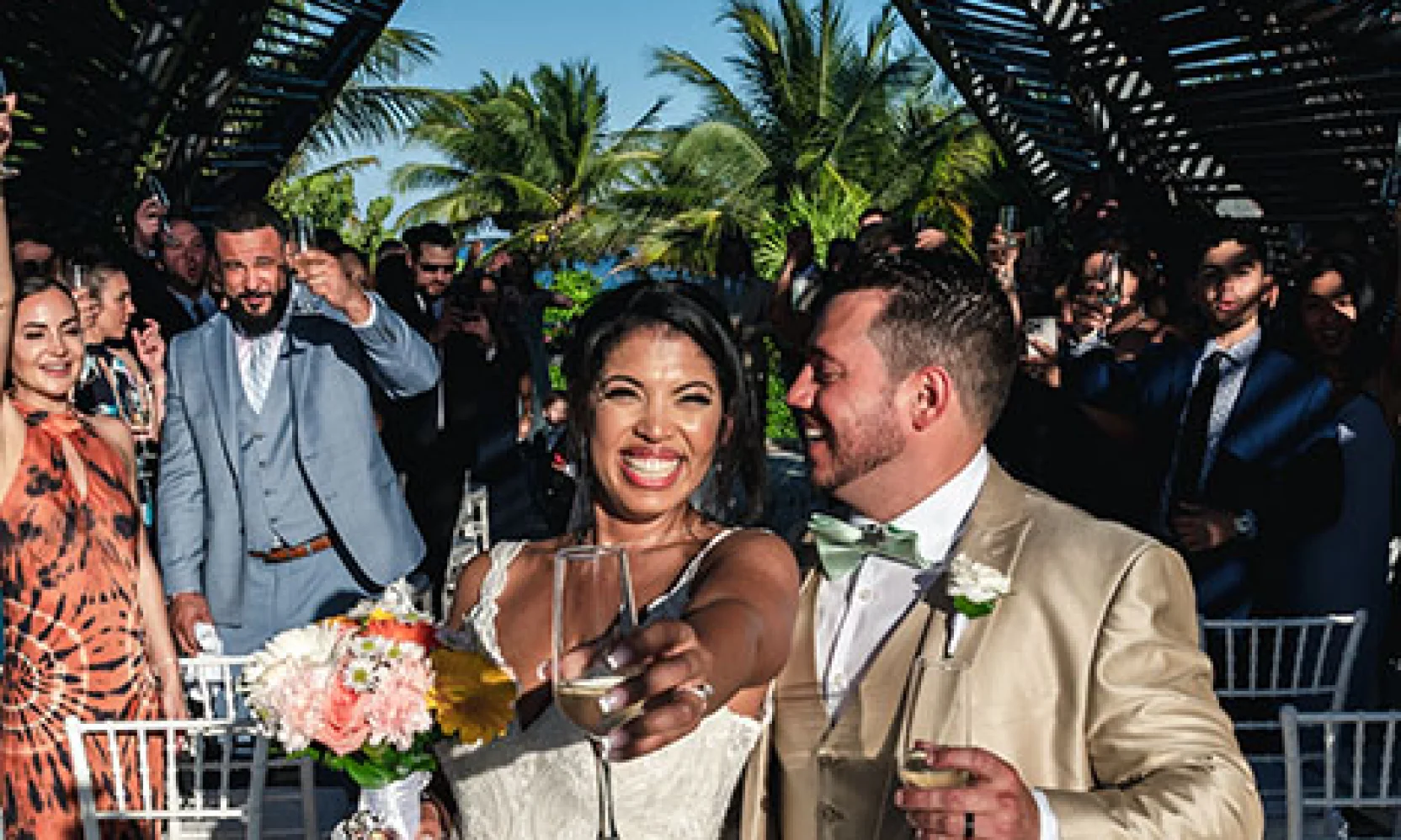 wedding couple just married