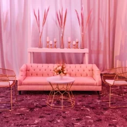Wedding decor in the ballroom at atelier playa mujeres resort