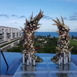 Ceremony wedding in el cielo venue at atelier playa mujeres resort