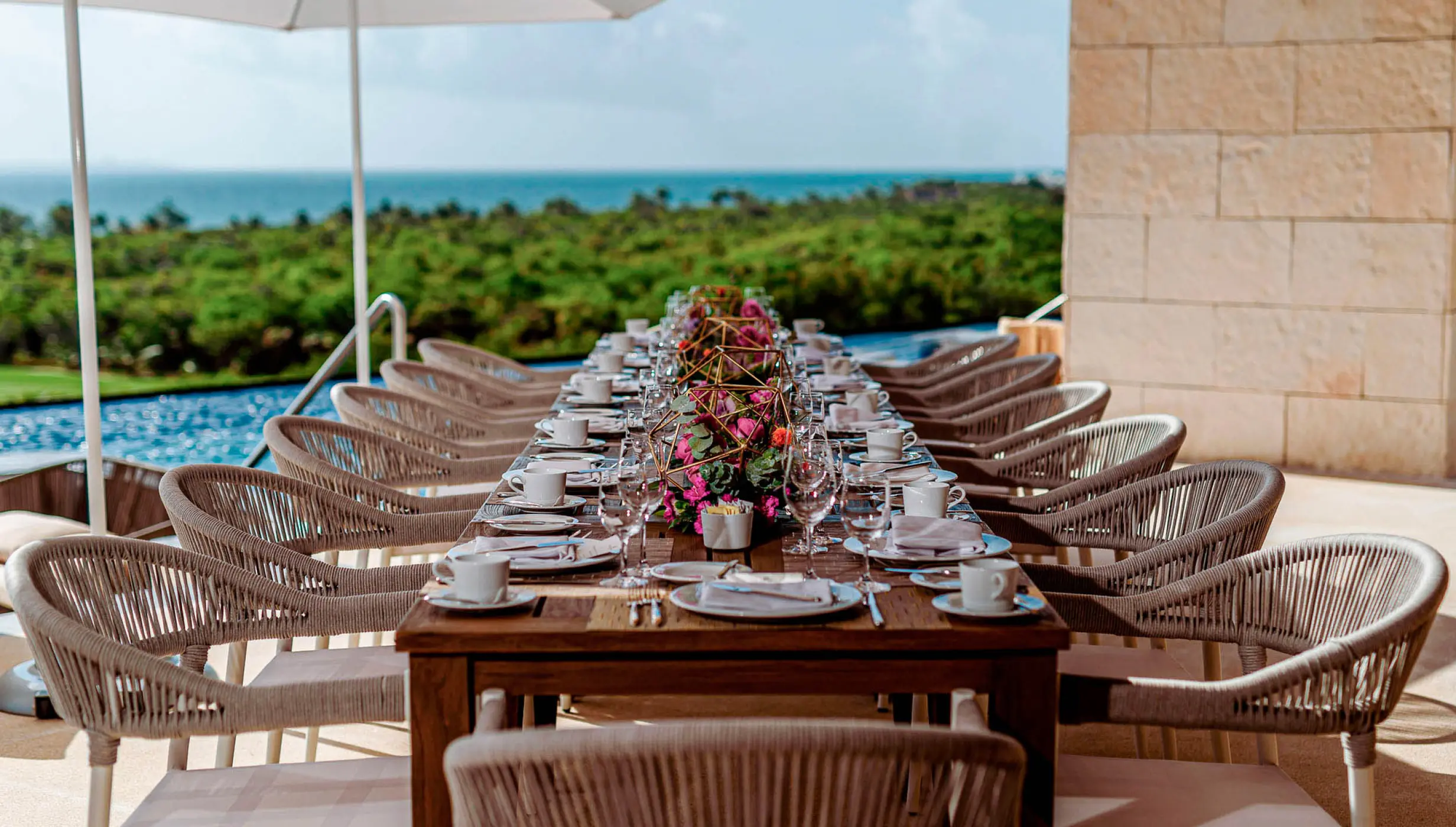 Wedding dinner reception in el cielo venue at atelier playa mujeres resort