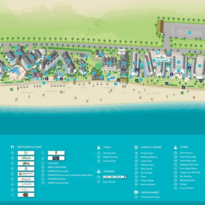 Resort map of Azul Beach Resort Negril