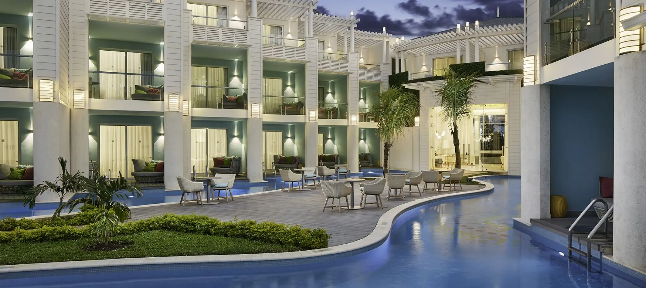 Swim-up suites and courtyard pool at Azul Beach Negril, Jamaica