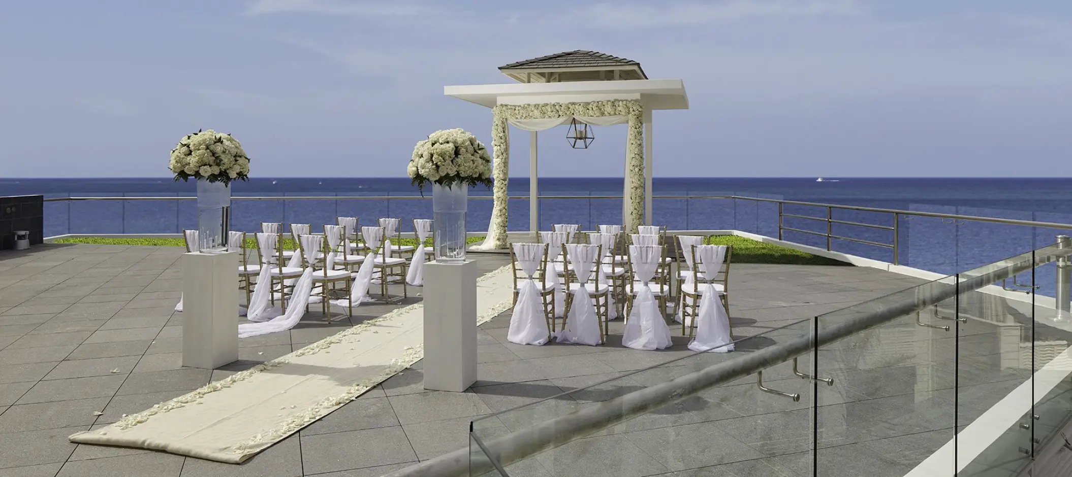 Sky terrace wedding ceremony setup at Azul Beach Negril, Jamaica