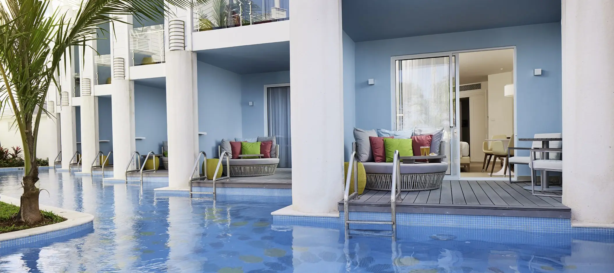 Swim-up suites with private terraces and pool access at Azul Beach Resort Negril