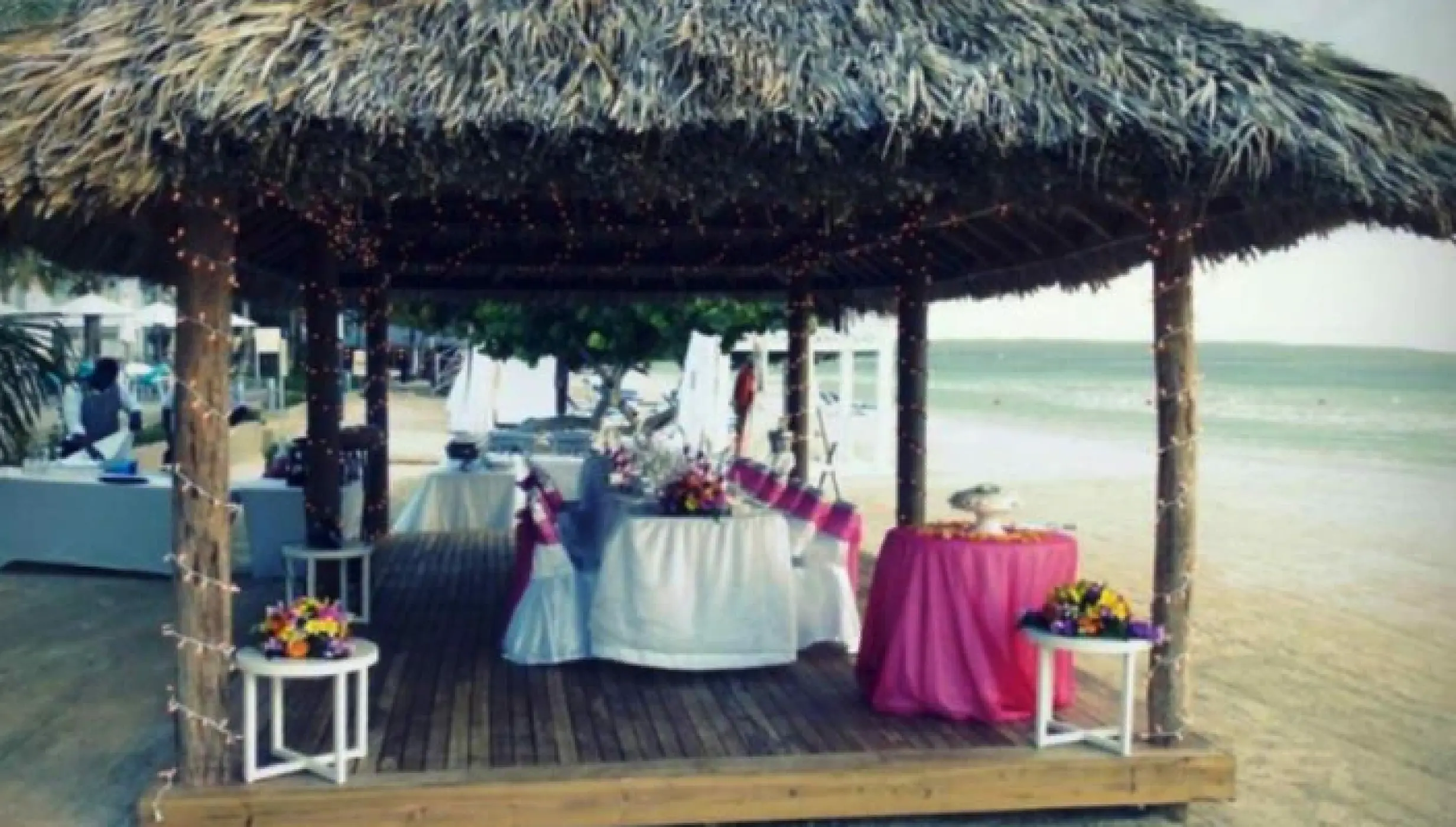 Dinner reception on the yoga hut at Azul Beach Resort Negril