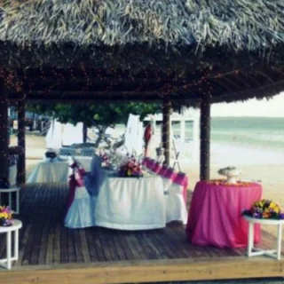 Dinner reception on the yoga hut at Azul Beach Resort Negril