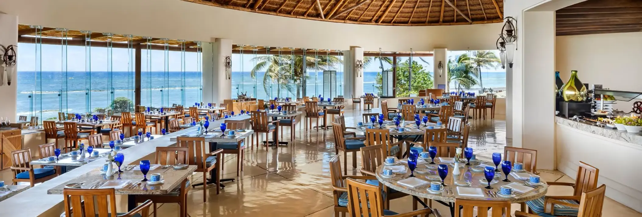 Azul restaurant with floor-to-ceiling ocean views at Grand Velas Riviera Maya