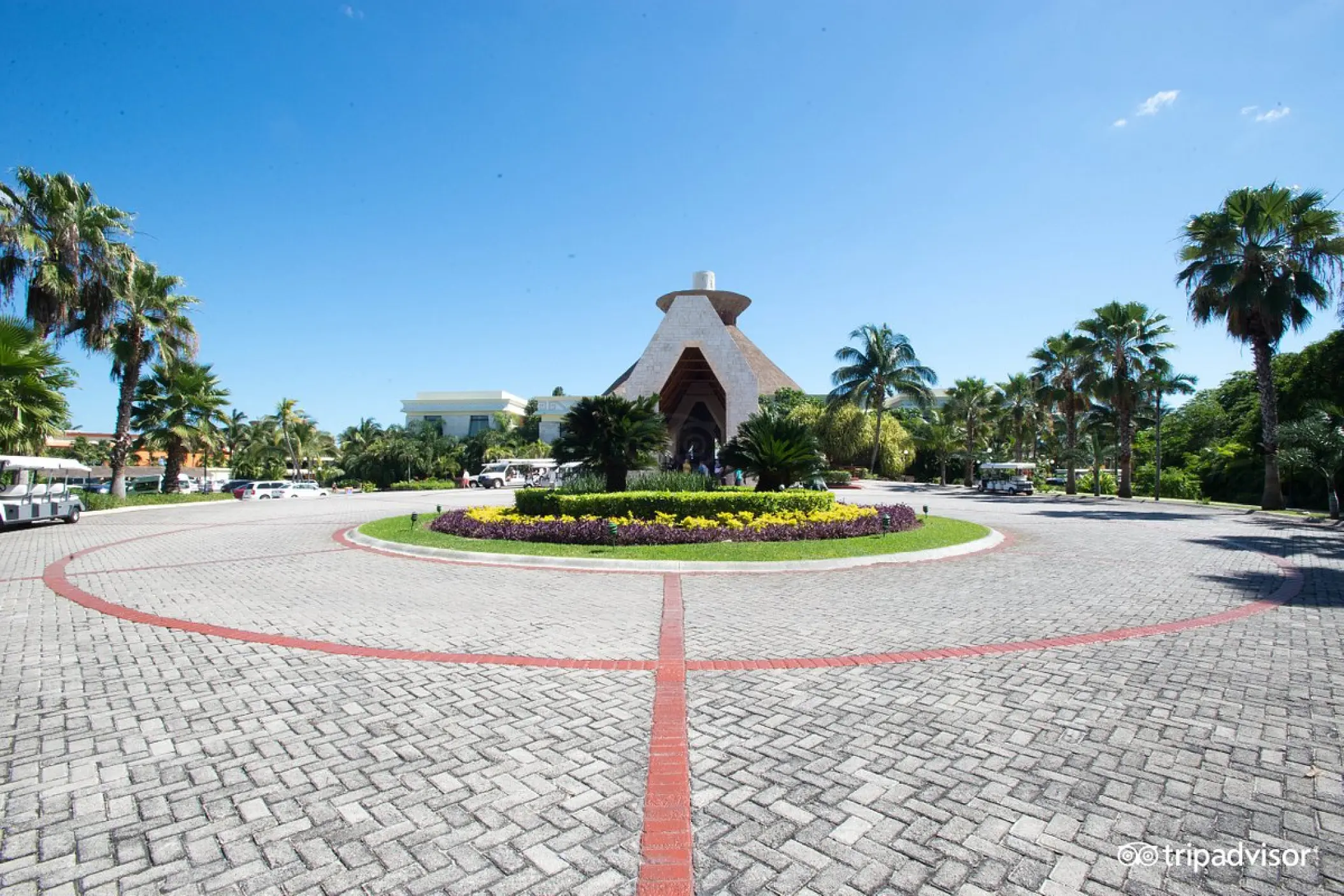 Stone paved entrance and lobby building at Bahia Principe Grand Tulum