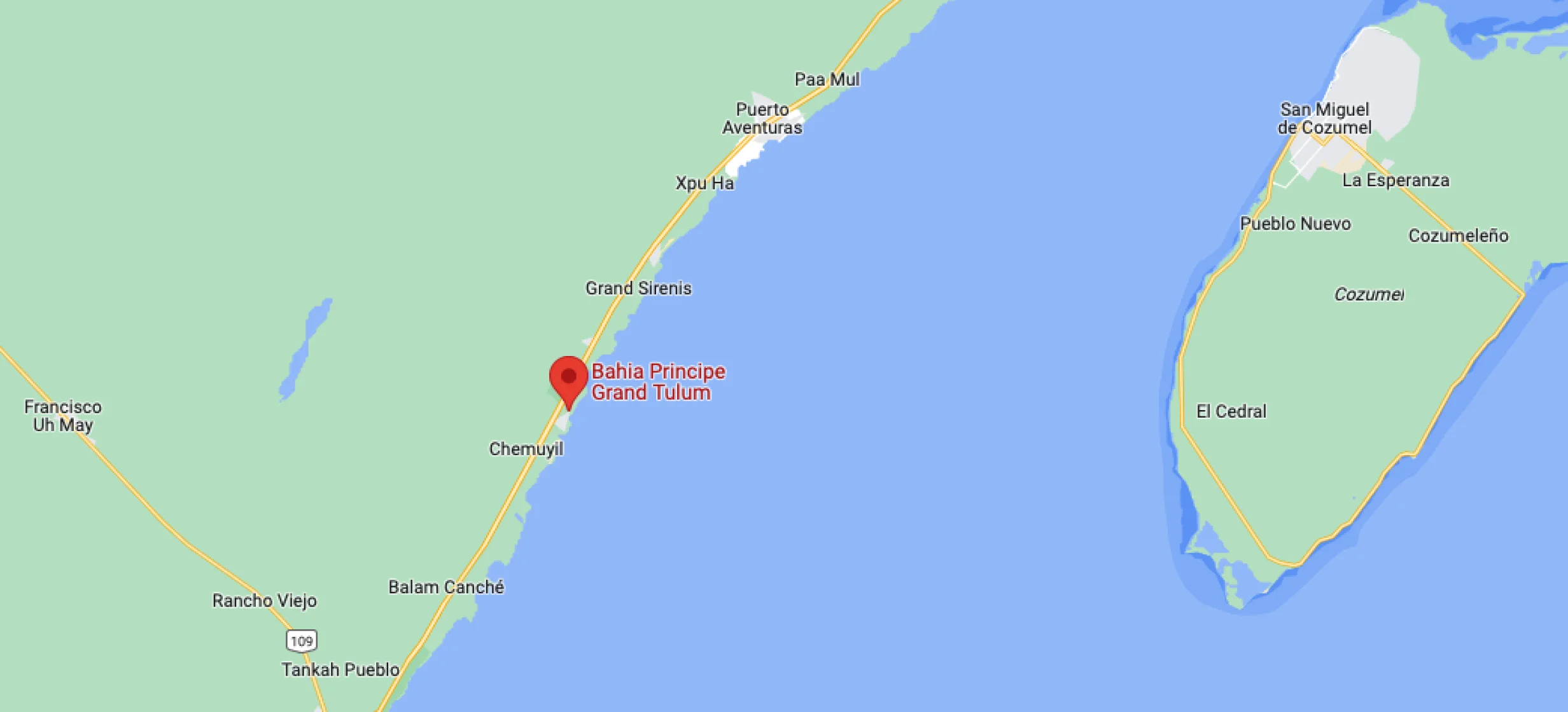 Google maps of Bahia Principe Grand Tulum