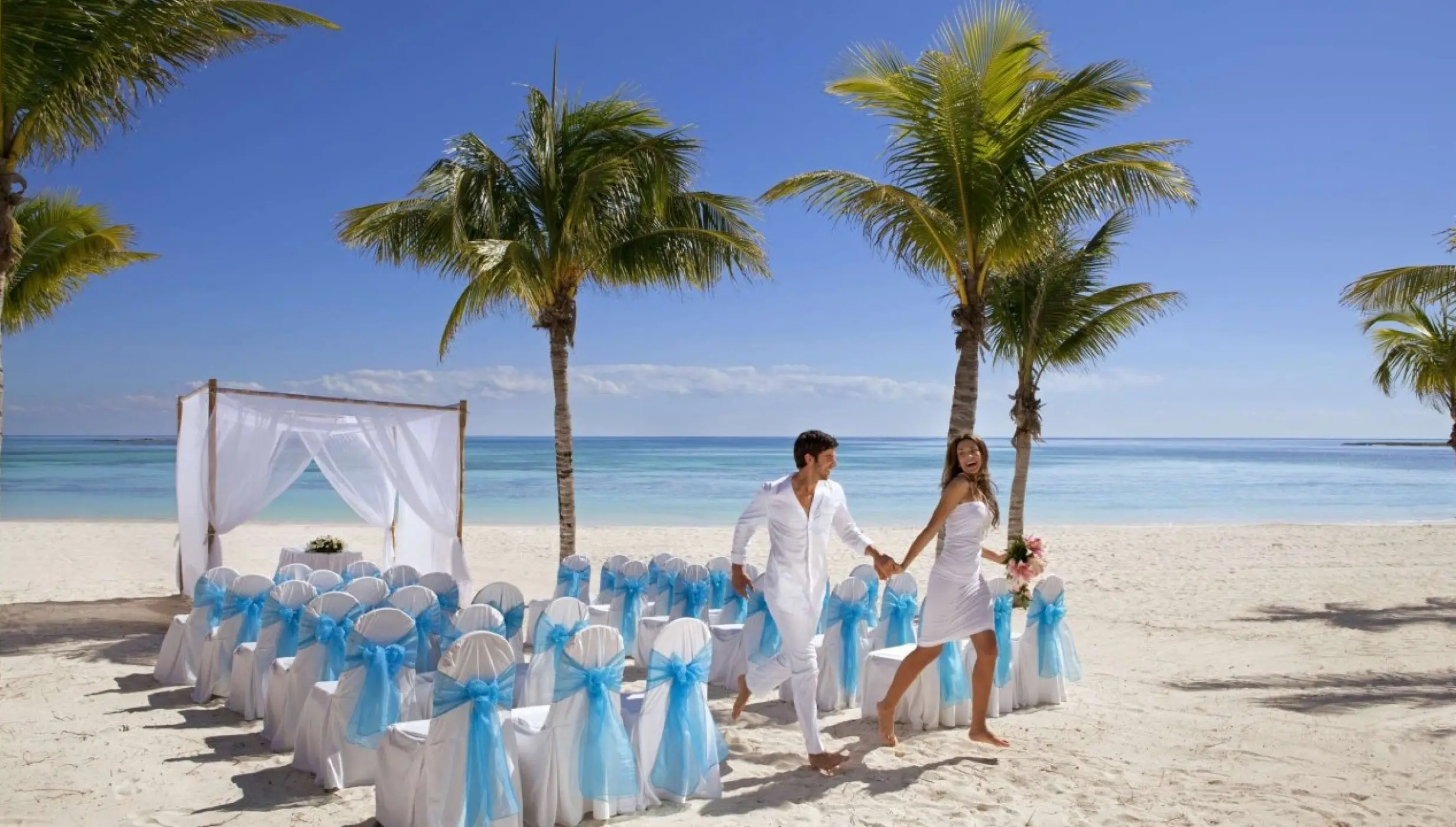 Symbolic ceremony in beach venue at barcelo maya beach