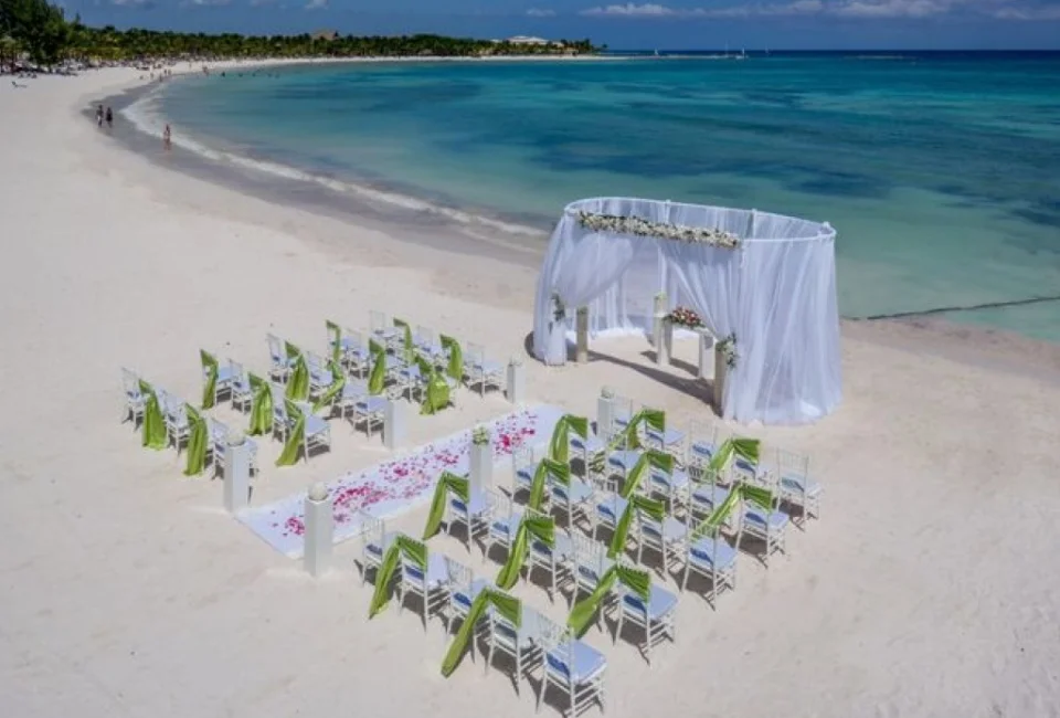 Symbolic ceremony in beach venue at barcelo maya beach