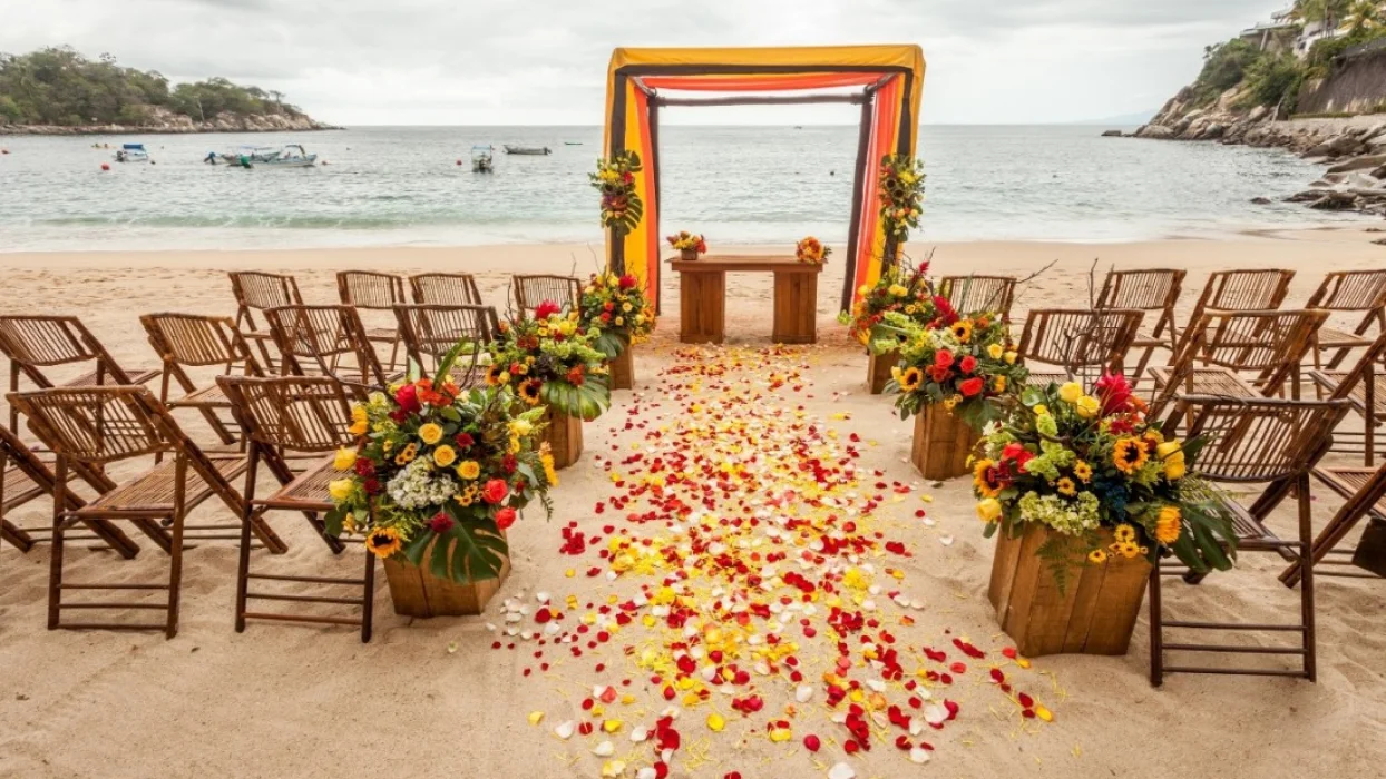 Symbolic ceremony in beach venue at barcelo maya beach