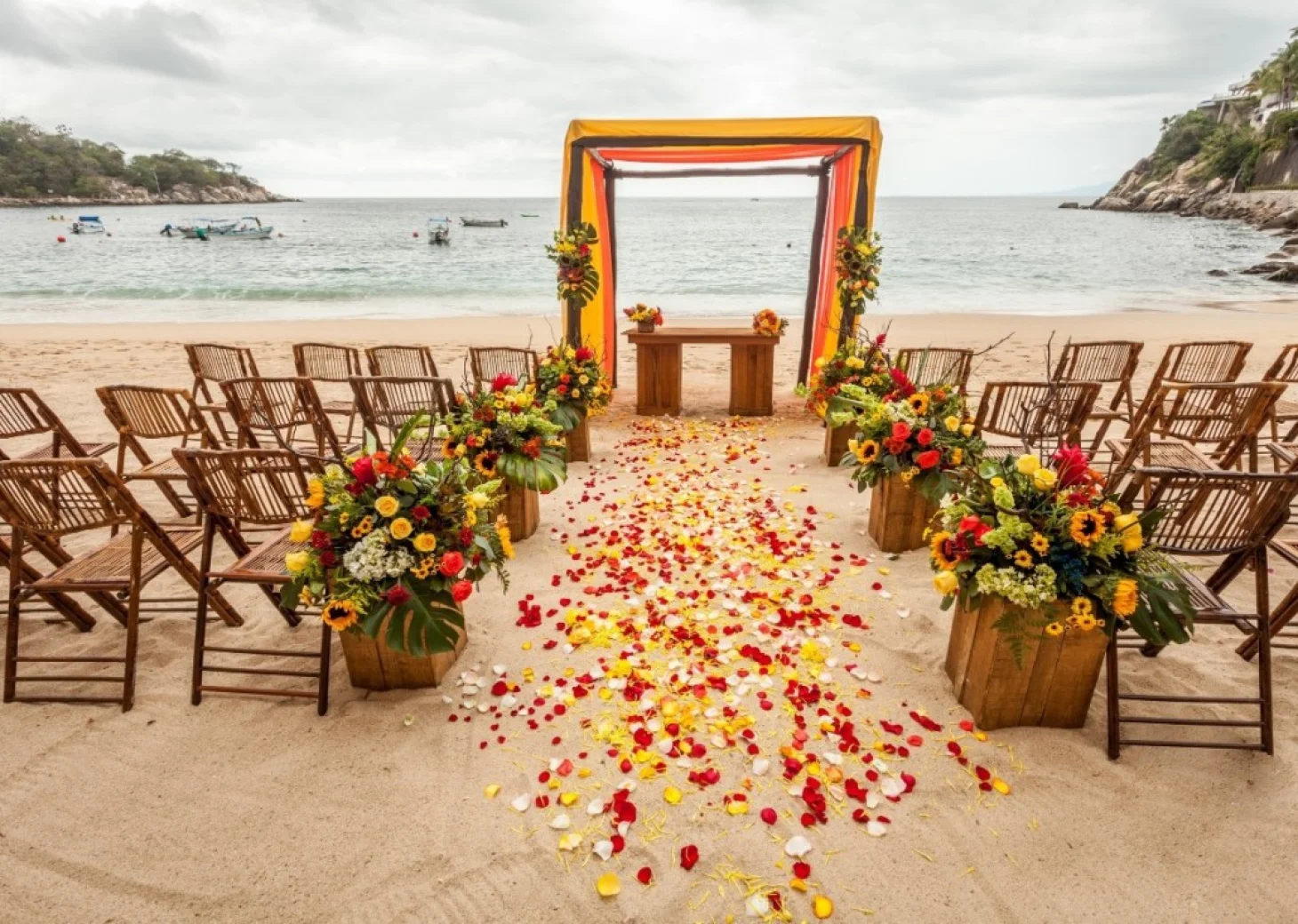 Symbolic ceremony in beach venue at barcelo maya beach