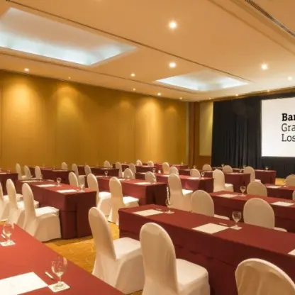 Indoor ballroom set for a wedding reception at Barcelo Gran Faro, Cabo San Lucas