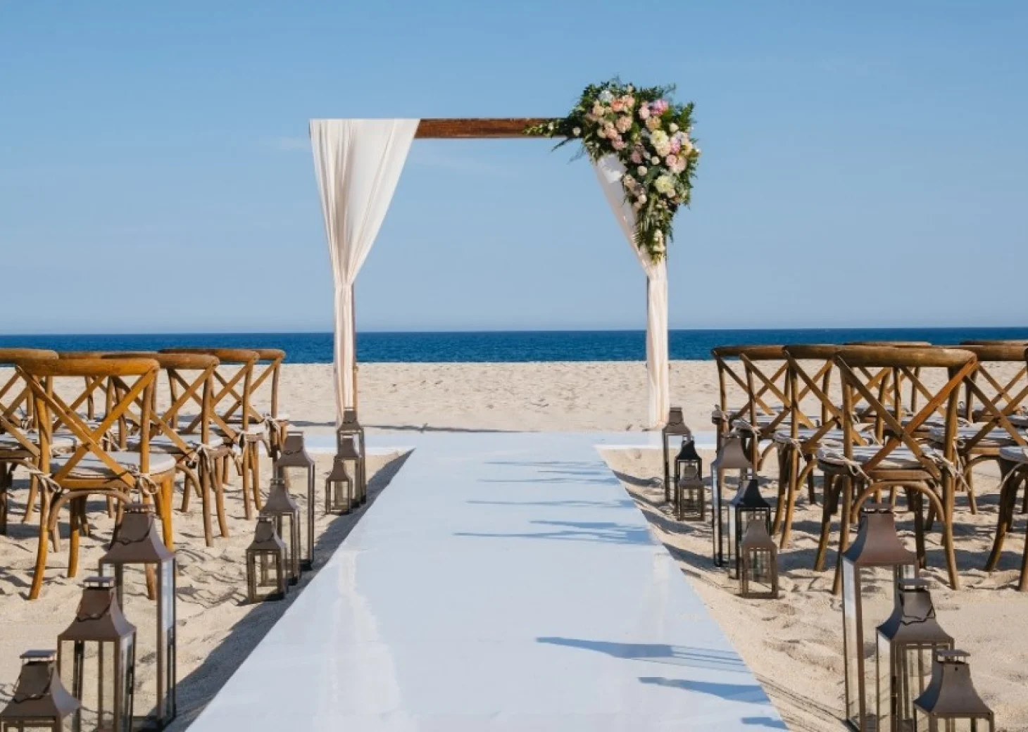Ceremony decor on the beach at Barcelo Gran Faro Los Cabos