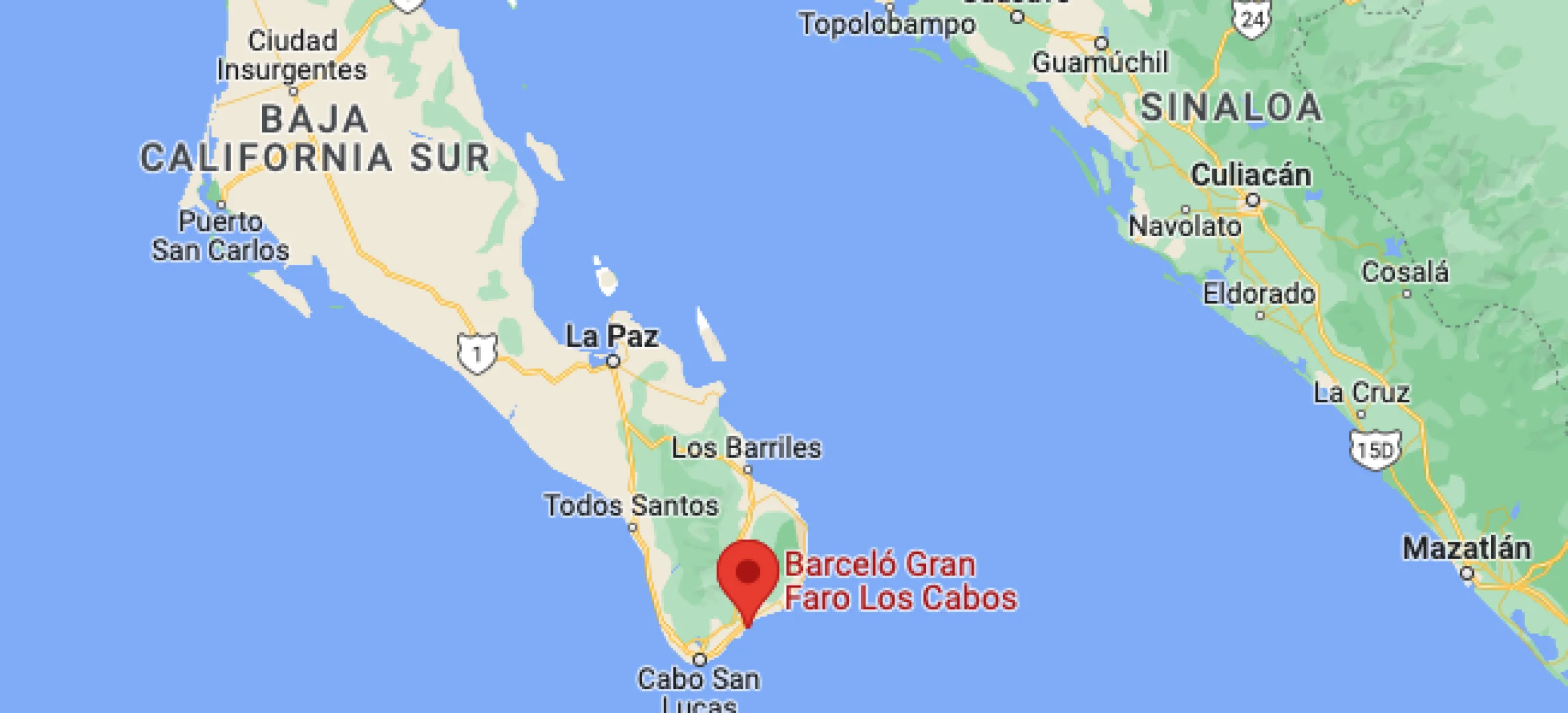 Google maps of Barcelo Gran Faro Los Cabos