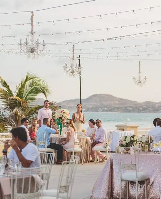 Dinner reception on wedding venue at Barcelo Gran Faro Los Cabos