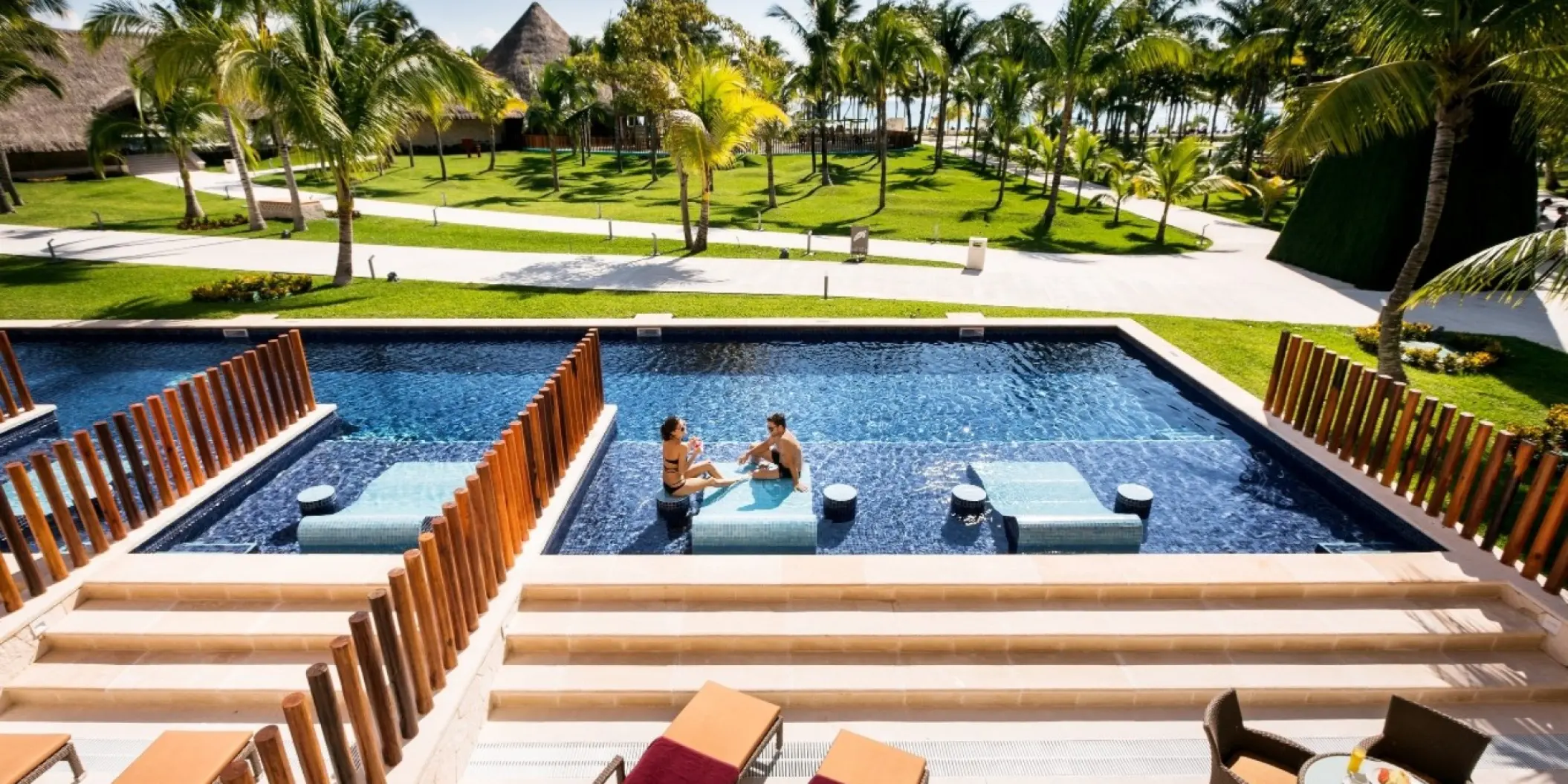 Swim-up suites with private terrace loungers at Barcelo Maya Caribe, Riviera Maya