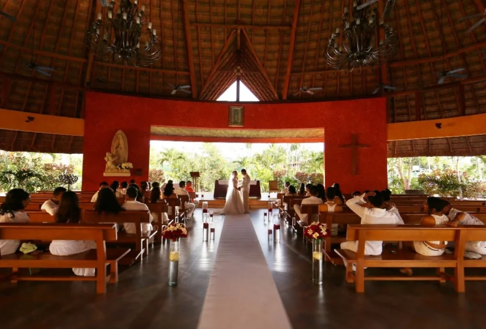Catholic ceremony in the chapel venue at barcelo maya beach resort