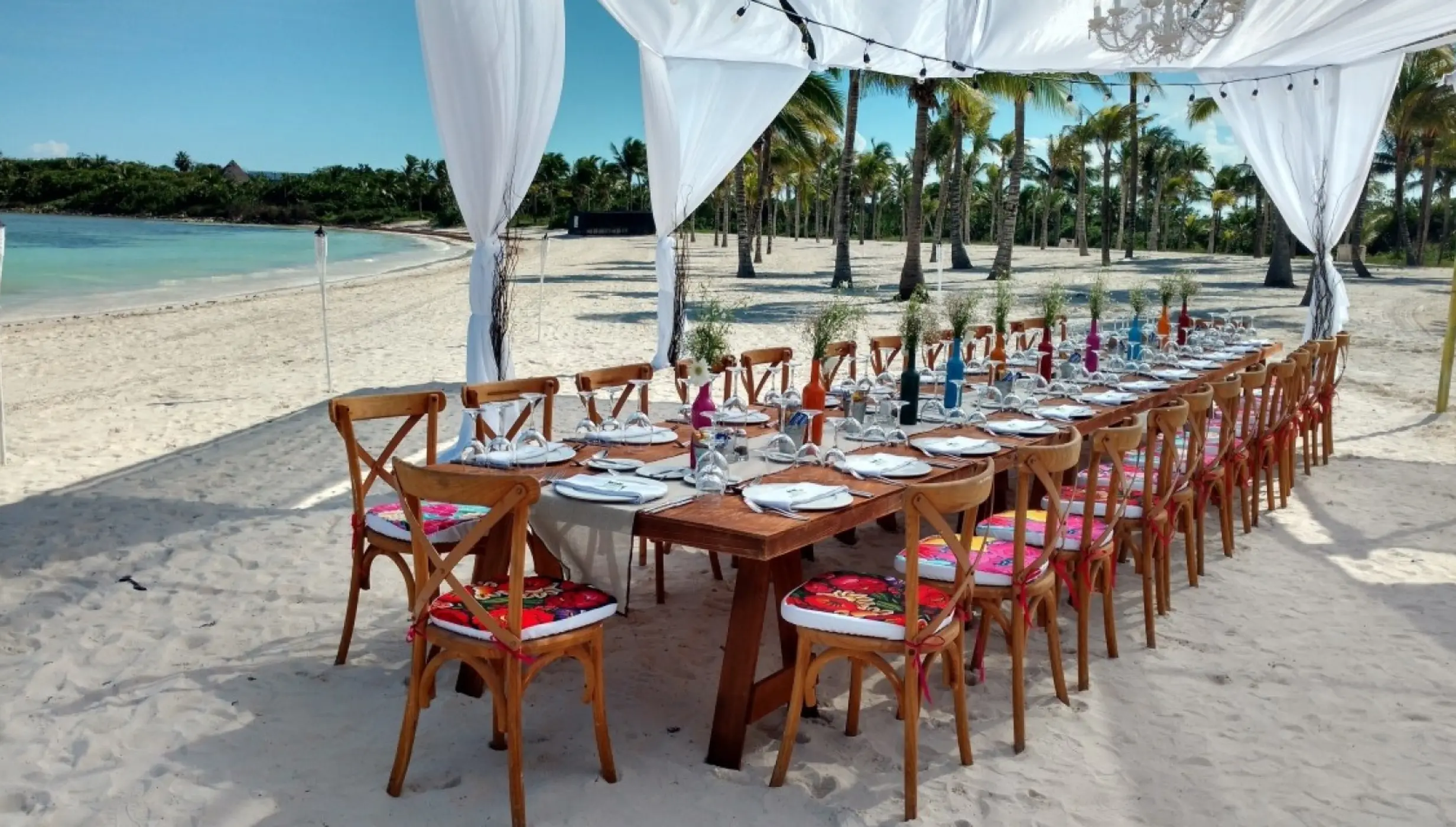 Dinner reception in beach venue at barcelo maya beach