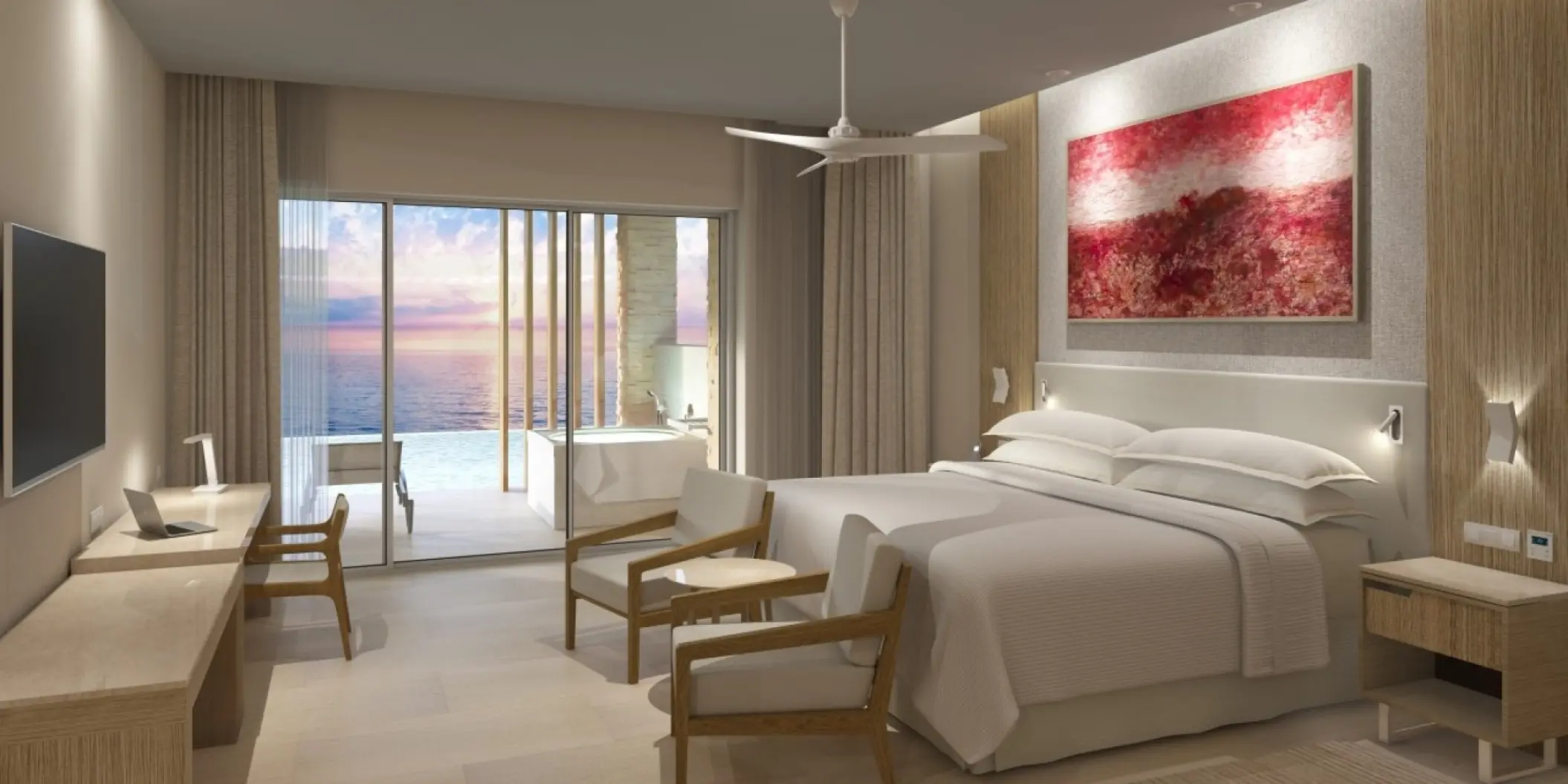 Barcelo Maya Riviera guest suite with an ocean view terrace and swim-up pool, Riviera Maya