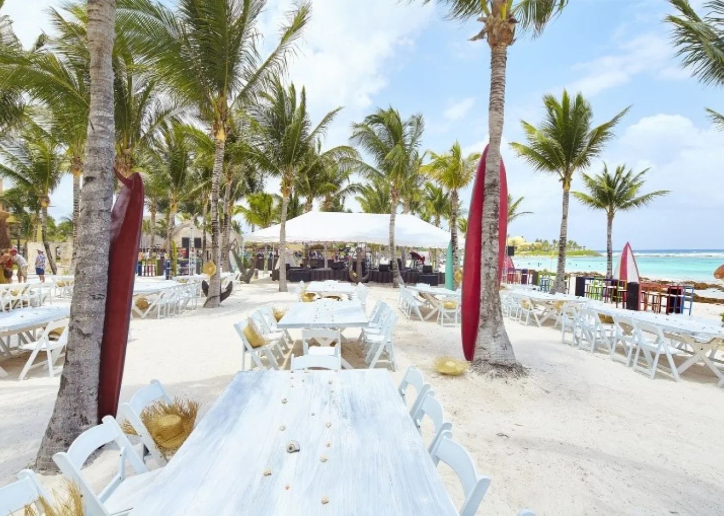 Dinner reception in beach venue at barcelo maya beach
