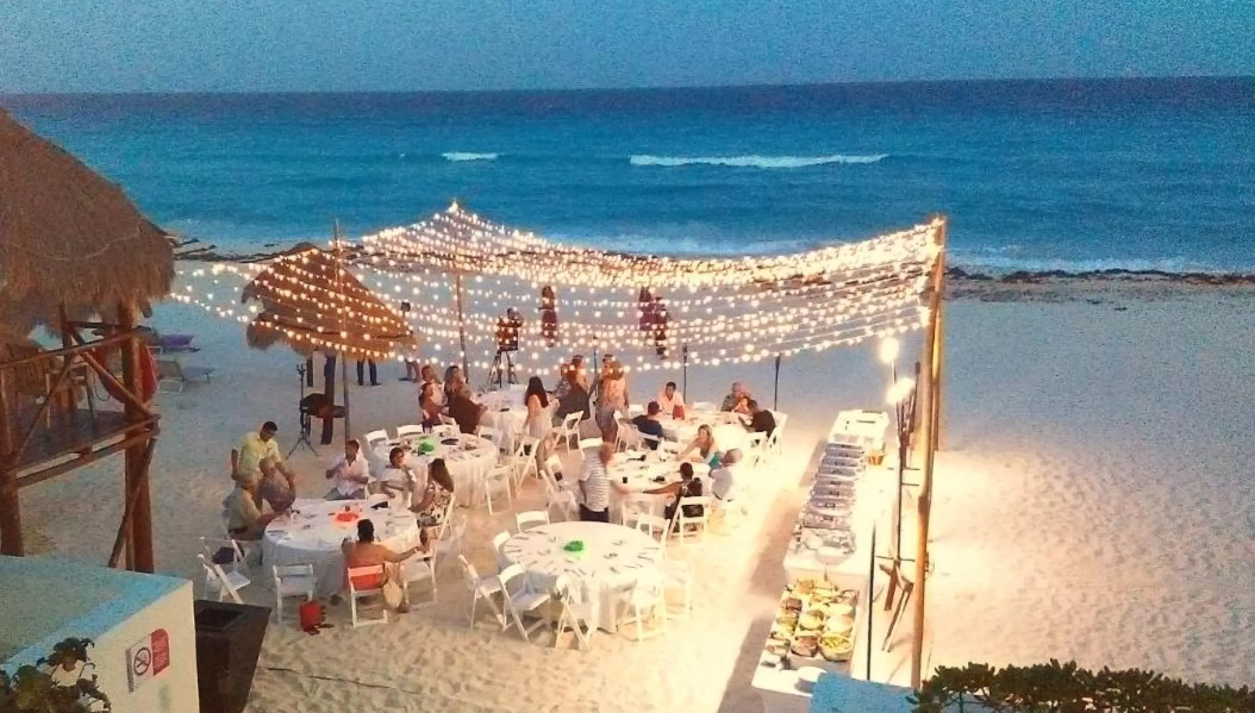Ceremony decor on the beach wedding venue at Paradisus Cancun
