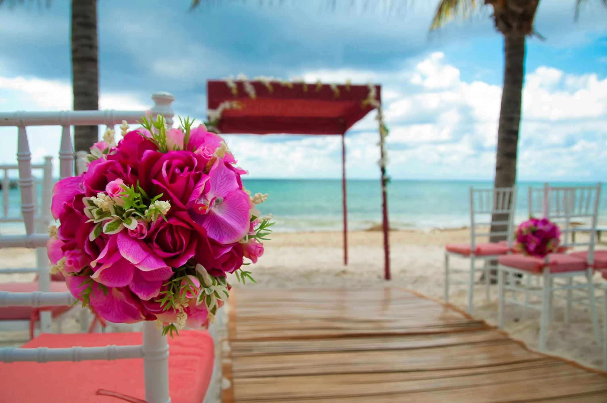 Ceremony decor on the beach at Blue Diamond Luxury Boutique