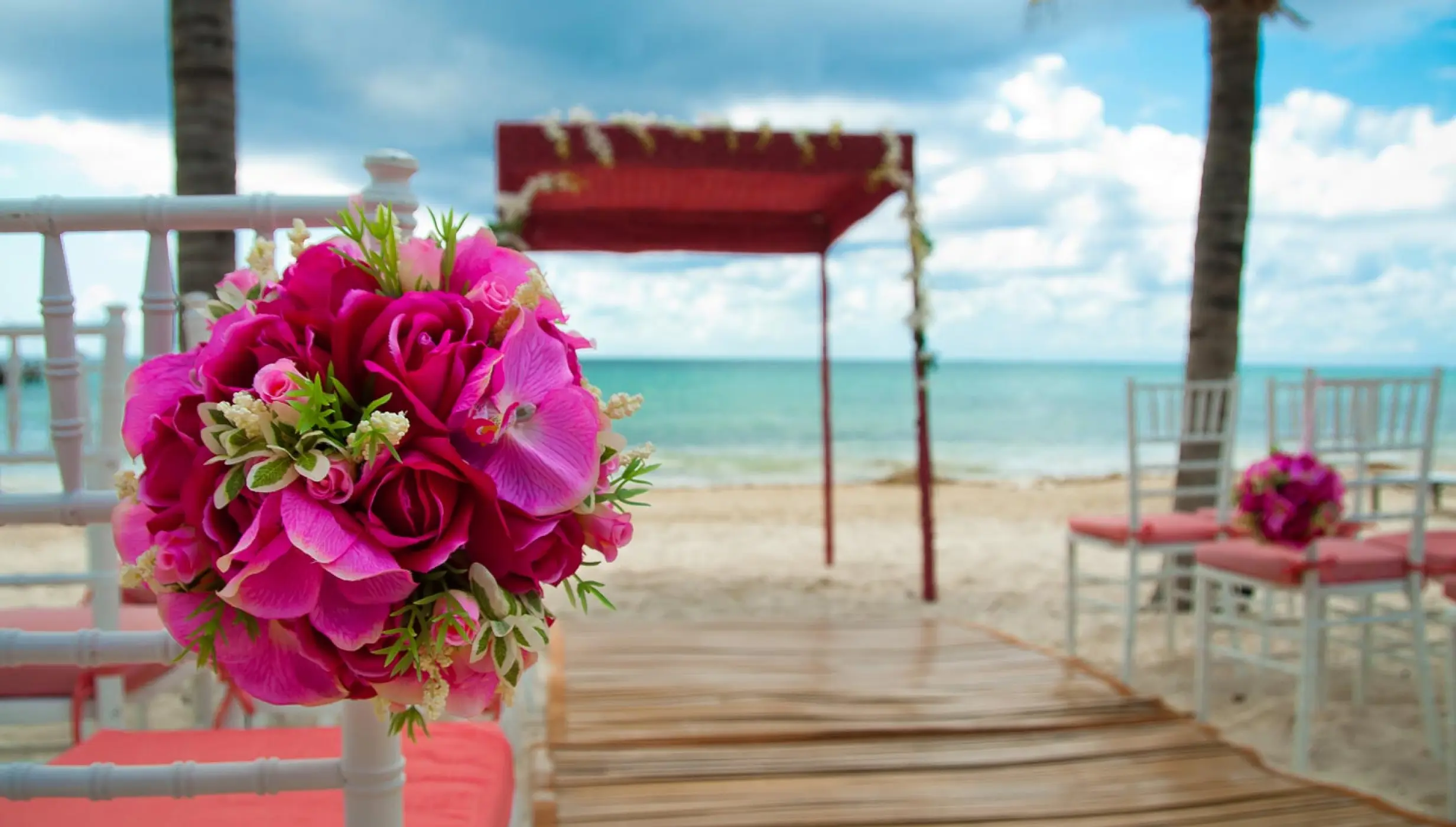 Ceremony decor on the beach at Blue Diamond Luxury Boutique