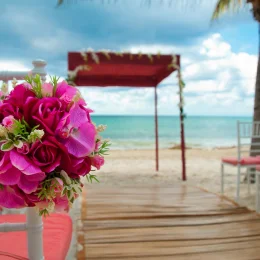 Ceremony decor on the beach at Blue Diamond Luxury Boutique