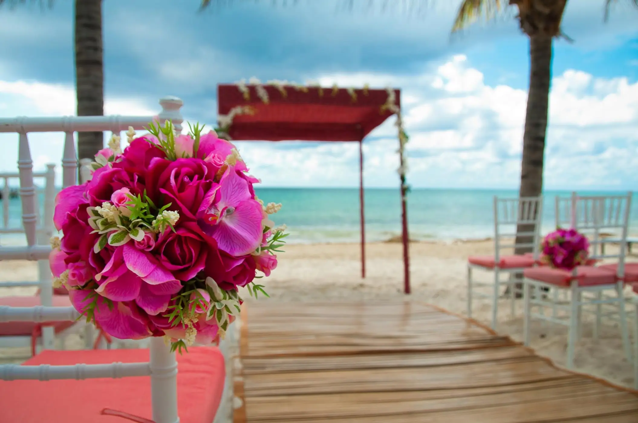 Ceremony decor on the beach at Blue Diamond Luxury Boutique